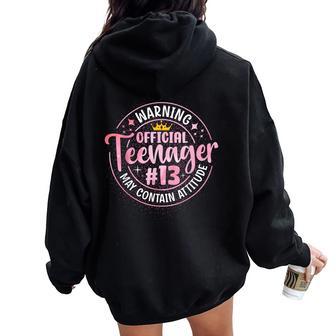 13Th Birthday Girl Official Nager 13 Year Old Birthday Women Oversized Hoodie Back Print | Seseable FR