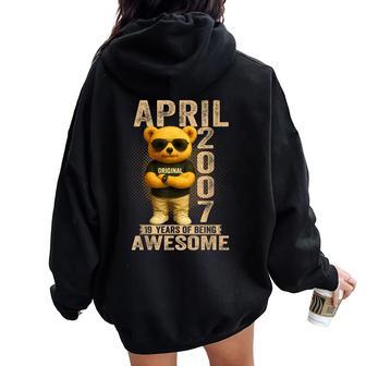 19歳 2007年4月 テディベア 19歳 誕生日 男性 女性 レディース オーバーサイズ パーカー バックプリント - Kawaiitshirt