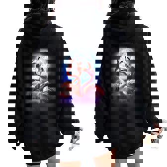 3 Flamingos Howling At The Moon Pink Flamingo Lover Women Oversized Hoodie Back Print - Thegiftio