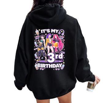 3Rd Birthday 3 Year Old Girl Korean Pop Kpop Bday Party Women Oversized Hoodie Back Print - Thegiftio UK
