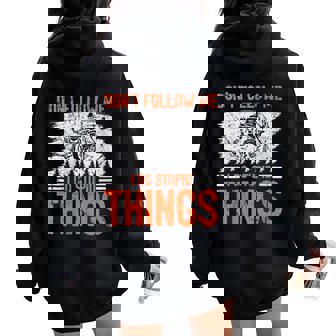 4 Wheeling Racing Don't Follow Me I Do Stupid Things Women Oversized Hoodie Back Print | Mazezy