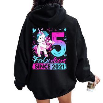 5Th Birthday Girl 5 Year Old 5 Birthday Girl Women Oversized Hoodie Back Print - Seseable