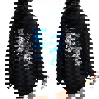 I Was 6 Now I'm 7 7Th Birthday Boy Girl Ocean Shark Birthday Women Oversized Hoodie Back Print - Thegiftio