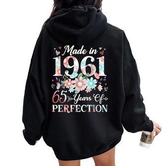 65 Year Old Made In 1961 Floral 65Th Birthday Women Women Oversized Hoodie Back Print | Seseable FR