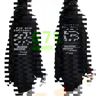 67 Debugging Geek Six Seven 67 Project Status Coding Women Oversized Hoodie Back Print | Mazezy
