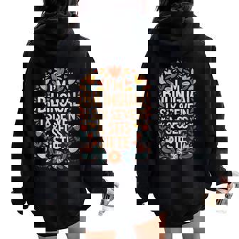 67 Six Seven Bilingual Spanish Teacher School SEIS Siete Women Oversized Hoodie Back Print | Mazezy