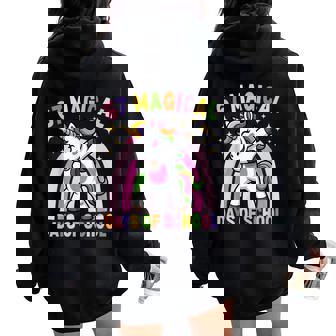 67th Day Of School Unicorn 67 Magical Days Teacher Girls Women Oversized Hoodie Back Print | Mazezy