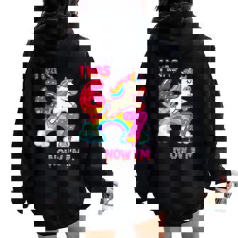 7 Year Old Birthday 67 Was 6 Now I'm 7 Dabbing Unicorn Girls Women Oversized Hoodie Back Print | Mazezy