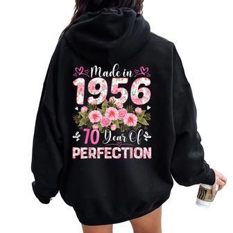 70 Year Old Made In 1956 Floral 70Th Birthday Women Women Oversized Hoodie Back Print - Thegiftio