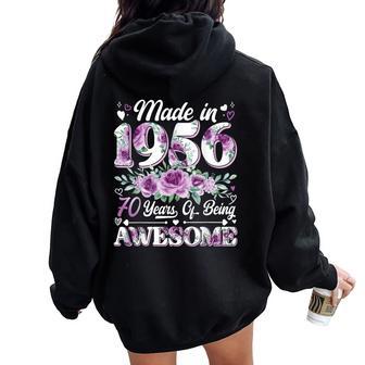 70 Year Old Made In 1956 Floral 70Th Birthday Women Women Oversized Hoodie Back Print | Seseable FR