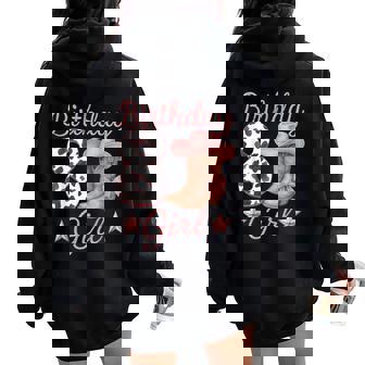 8Th Birthday Girl Cowgirl Boots Hat Cow Western Rodeo Outfit Women Oversized Hoodie Back Print - Thegiftio