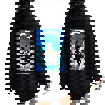 Abe Lincoln Skydiving Women Oversized Hoodie Back Print | Mazezy