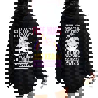 Abrazos Gratis Es Broma No Me Toques Cuello Women Oversized Hoodie Back Print - Regaloses