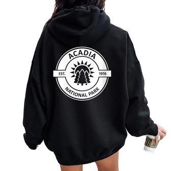 Acadia National Park Sun Trees Women Oversized Hoodie Back Print | Mazezy