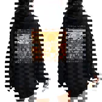 African Rhino Family Tribal Kente Pattern Safari Ghana Women Oversized Hoodie Back Print | Mazezy