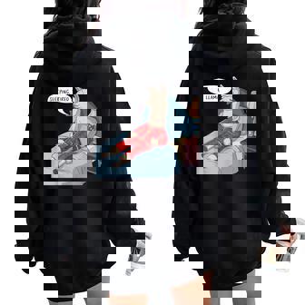 Alpaca Llama With Red Buffalo Plaid Pajamas Girl Boy Llama Women Oversized Hoodie Back Print - Thegiftio