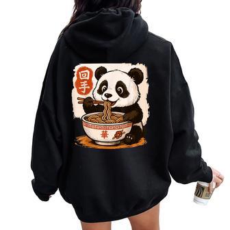 Anime Panda Eating Ramen Japanese Japan Women Oversized Hoodie Back Print - Thegiftio UK