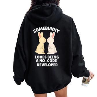 Aomebunny Le Encantaer Un Desarrolladorin Código Lindo Conejito De Pascua Women Oversized Hoodie Back Print - Regaloses