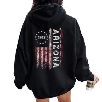 Arizona State Us Flag Vintage For Youth Women Oversized Hoodie Back Print | Mazezy