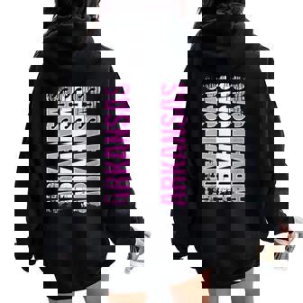 Arkansas Home State Pride Pink Grunge Arkansas Crew Women Oversized Hoodie Back Print | Mazezy