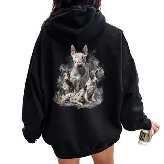 Art Mignon Bull Terrier Pour Homme Bull Terrier Amoureux Des Chiens Sweat à capuche oversize pour femme avec imprimé dans le dos - Cadeauxyz