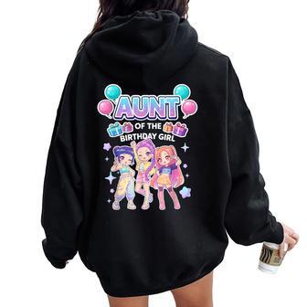 Aunt Of The Birthday Girl Cute Chibi Korean Pop Women Oversized Hoodie Back Print - Thegiftio UK