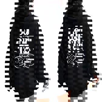 Aunt Tifa Patriotic Sunglasses Vintage American Flag Women Oversized Hoodie Back Print | Mazezy