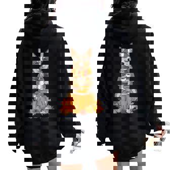 Australian Cattle Dog Coffee Autumn Thanksgiving Women Oversized Hoodie Back Print | Mazezy