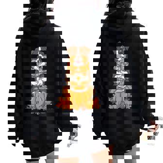 Australian Shepherd Autumn Thanksgiving Kids Women Oversized Hoodie Back Print | Mazezy