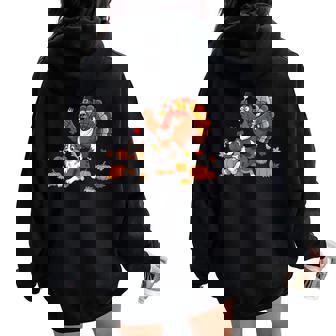 Australian Shepherd Turkey Autumn Thanksgiving Women Oversized Hoodie Back Print | Mazezy