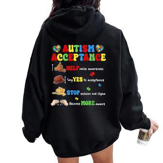 Autism Awareness Acceptance Hand Sign Language Sped Teacher Women Oversized Hoodie Back Print | Mazezy