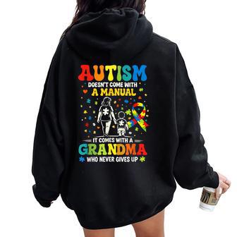 Autism Grandma Doesn't Come With A Manual Awareness Puzzle Women Oversized Hoodie Back Print | Mazezy