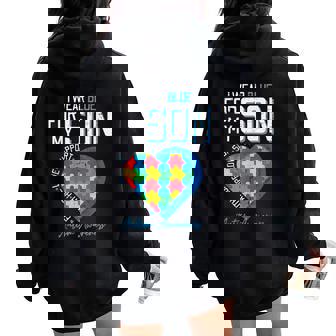 Autism I Wear Blue For My Son Awareness Dad Mom Women Women Oversized Hoodie Back Print | Seseable UK