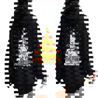 Avocado Christmas Tree Lights Santa Hat Avocado Xmas Women Oversized Hoodie Back Print | Mazezy