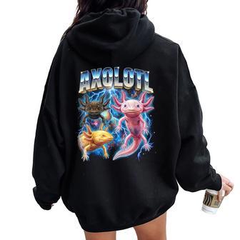 Axolotlintage 80S Retro Axolotl 90'S Hommes S Sweat à capuche oversize pour femme avec imprimé dans le dos - Cadeauxyz