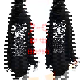 Bama Women Girls Messy Bun Hair Plaid Bow Sunglasses Pride Women Oversized Hoodie Back Print | Mazezy