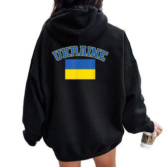 Bandera De Ucrania De Ucrania Hombres Es Niños Adolescentes Bandera De Ucrania Women Oversized Hoodie Back Print - Regaloses