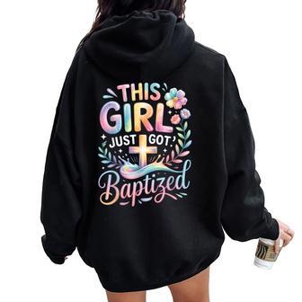 Baptism This Girl Just Got Baptized Christian Cross Pastel Women Oversized Hoodie Back Print - Thegiftio UK