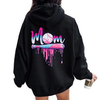 Baseball Mom Ice Cream Drip Mother's Day Baseball Mama Women Oversized Hoodie Back Print - Thegiftio UK