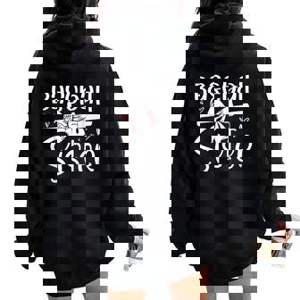 Baseball Sister For Baseball Sisters Fans Women Oversized Hoodie Back Print - Thegiftio