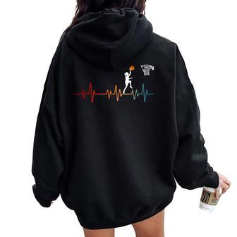 Basketball Heartbeat For And Girls Women Oversized Hoodie Back Print - Thegiftio