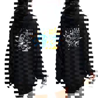 Bass Guitar Dreidel Menorah Hanukkah Kids Women Oversized Hoodie Back Print | Mazezy