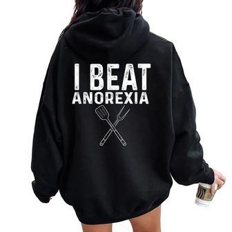 I Beat Survived Anorexia Awareness Survivor Women Women Oversized Hoodie Back Print - Thegiftio UK