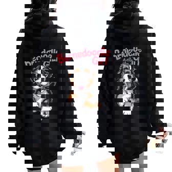 Bernedoodle Girl Cute Cartoon For Dog Owners Pet Women Oversized Hoodie Back Print | Seseable CA
