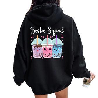 Bestie Squad Bubble Tea Cute Kawaii Friends Lovers Bff Girls Women Oversized Hoodie Back Print - Thegiftio