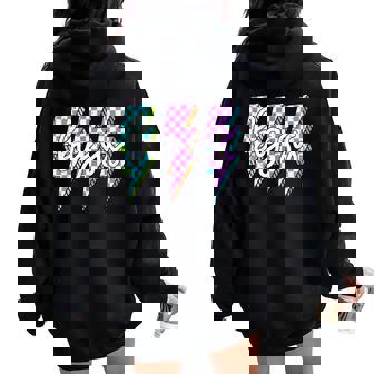 Big Sis Retro Checkered Lightning Bolt For Big Sister Girls Women Oversized Hoodie Back Print | Seseable FR