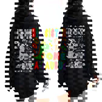 Big Sister Of The One-A-Saurus 1St Birthday Boy Dinosaur Women Oversized Hoodie Back Print | Seseable UK