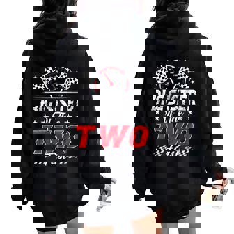 Big Sister Of The Two Fast 2Nd Birthday Racing Car Family Women Oversized Hoodie Back Print | Seseable FR