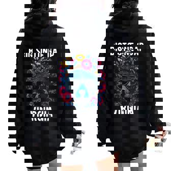 Bigtone Gap バージニア Usa クマと花のデザイン 長袖tシャツ レディース オーバーサイズ パーカー バックプリント - Kawaiitshirt