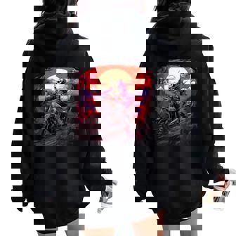 Biker Skeleton Riding Motorcycle Women Oversized Hoodie Back Print | Mazezy